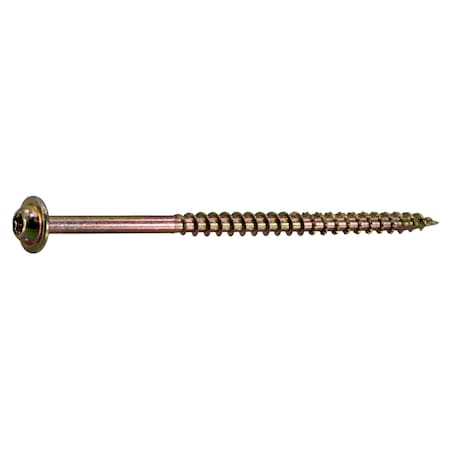 Saberdrive Wood Screw, #9, 3-1/2 in, Zinc Yellow Steel Flange Round Head Torx Drive, 64 PK 52370